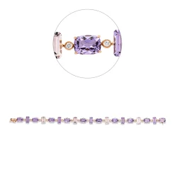 Armband aus 750 Rotgold 19 Amethyste 15,1ct lila 19 Brillanten 0,33ct TW-SI