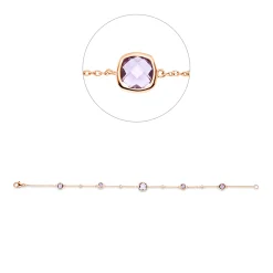 Armband aus 750 Rotgold 5 Amethyste 1,81ct pink 4 Brillanten 0,06ct TW-SI