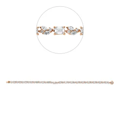 Armband aus 750 Rotgold 90 Diamanten Fanatsy-Schliff 4,63ct TW-SI B:3,2mm L:17,8cm