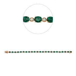 Armband aus 750 Rotgold 23 Smaragde 6,57ct grün 23 Brillanten 0,47ct F-SI