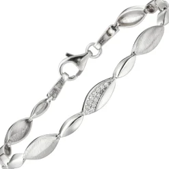 Armband aus 925 Silber mit 36 Zirkonia 19cm Armschmuck Armkette matt-glänzend