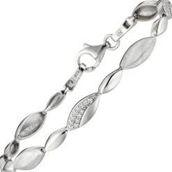 Armband aus 925 Silber mit 36 Zirkonia 19cm Armschmuck Armkette matt-glänzend