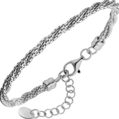 Armband aus 925 Silber rhodiniert 3-reihig gedreht Armkette Armschmuck 17-20cm