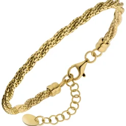 Armband aus 925 Silber vergoldet 3-reihig gedreht Armkette Armschmuck 17-20cm