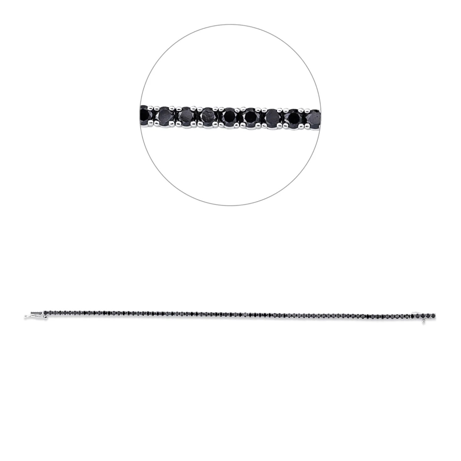 Armband aus 750 Weißgold 80 Brillanten 3,08ct schwarz B:2mm L:17,8cm 4er-Krappe
