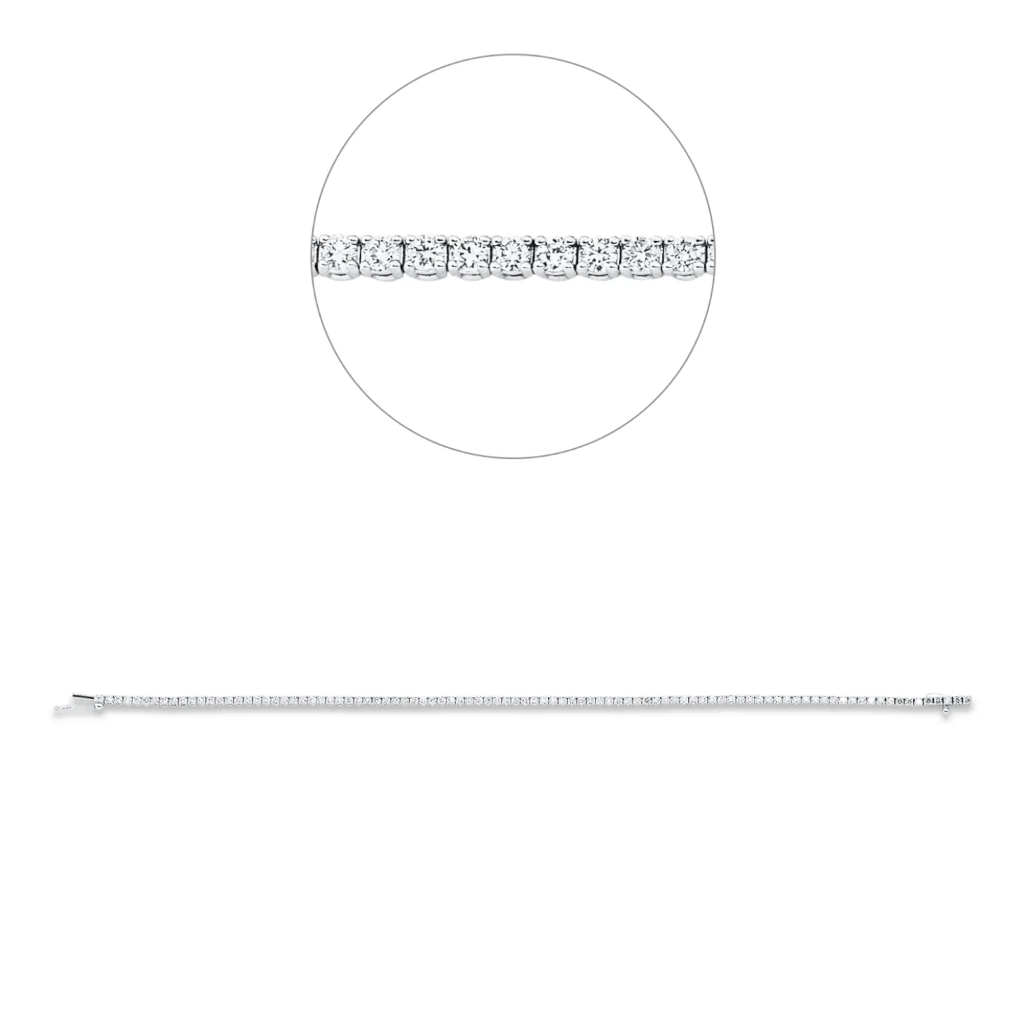Armband aus 750 Weißgold 94 Brillanten 1,82ct TW-SI B:1,8mm L:1,9 cm