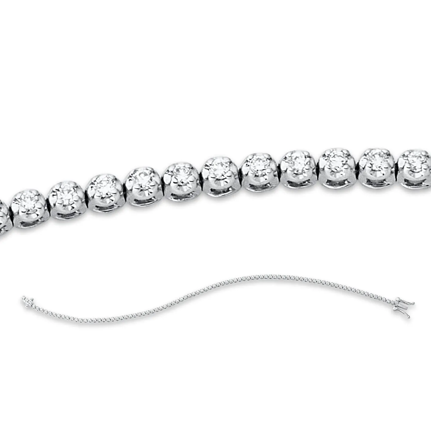 Armband aus 750 Weißgold 87 Brillanten 0,45ct TW-SI B:1,4mm L:17,8cm 4er-Krappe