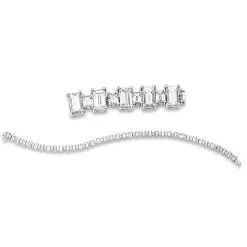 Armband aus 750 Weißgold 76 Diamanten Baguette-Schliff 8,58ct TW-VSI L:18,4cm
