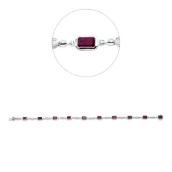 Armband aus 750 Weißgold 10 Rubine 2,73ct rot 10 Brillanten 0,21ct F-VSI L:18cm