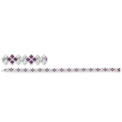 Armband aus 750 Weißgold 63 Rubine 1,77ct rot 80 Brillanten 2,04ct TW-SI