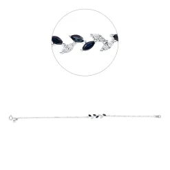 Armband aus 750 Weißgold 4 Saphire 0,41ct blau 8 Brillanten 0,08ct TW-PI
