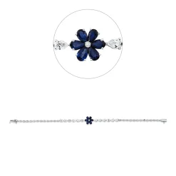 Armband aus 750 Weißgold 6 Saphire 1,31ct blau 13 Diamanten 1,94ct F-SI