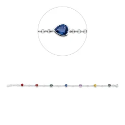 Armband aus 750 Weißgold 7 Saphire 2,89ct mehrfarbig 6 Brillanten 0,17ct F-vsi/si