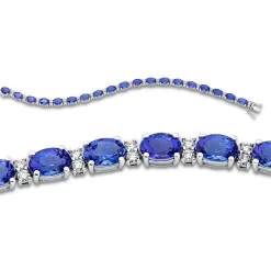 Armband aus 585 Weißgold 19 Tansanite 14,86ct blau 38 Brillanten 1,32ct TW-SI