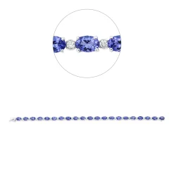 Armband aus 750 Weißgold 21 Tansanite 13,96ct blau 21 Brillanten 0,85ct TW-SI