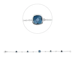 Armband aus 750 Weißgold 5 Topase 2,18ct London Blue 4 Brillanten 0,06ct TW-SI