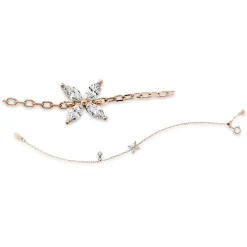 Armband Blume aus 750 Rotgold 5 Diamanten 0,23ct L:17,8cm Länge variabel