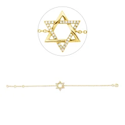 Armband David Stern aus 585 Gelbgold 27 Brillanten 0,12ct W-SI/PI L:17,5cm