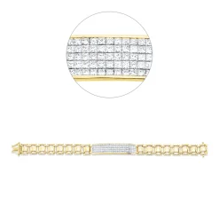 Armband 750 Gelbgold 120 Diamanten Prinzess-Schliff 3,51ct F-VSI B:9,7mm L:17,8cm
