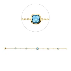 Armband 750 Gelbgold 5 Topase 3,31ct blau 4 Brillanten 0,06ct TW-SI B:7,2mm L:19cm