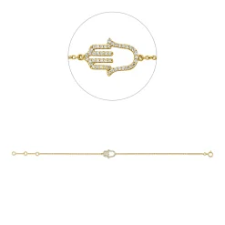 Armband Hand aus 750 Gelbgold 45 Brillanten 0,09ct TW-SI B:8,2mm L:18cm