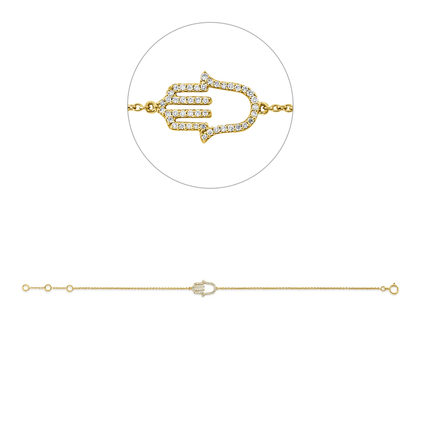 Armband Hand aus 750 Gelbgold 45 Brillanten 0,09ct TW-SI B:8,2mm L:18cm