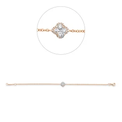 Armband Kleeblatt Blume aus 750 Rotgold 29 Diamanten 0,35ct W-SI L:17cm