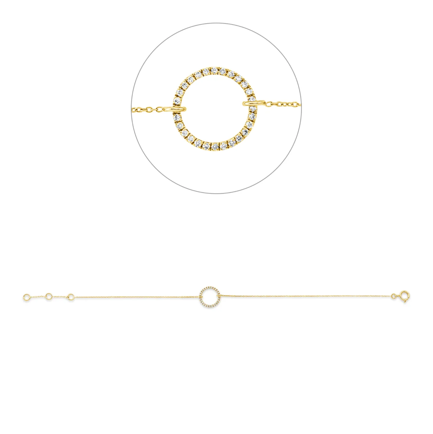 Armband Kreis aus 750 Gold Gelbgold 28 Brillanten 0,07ct TW-SI L:18cm