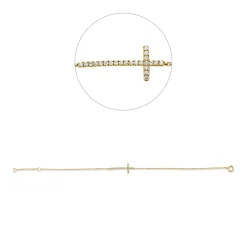 Armband Kreuz aus 750 Gold Gelbgold 23 Brillanten 0,09ct TW-SI L:18cm