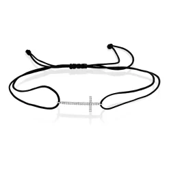 Armband Kreuz aus 585 Gold Weißgold 24 Brillanten 0,08ct TW-SI B:23,8mm