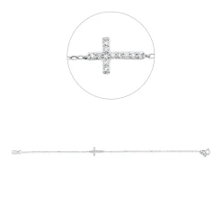 Armband Kreuz aus 750 Weißgold 12 Brillanten 0,1ct TW-PI B:7,7mm L:17,8cm