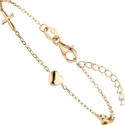 Armband mit 3 Anhängern Glaube Liebe Hoffnung aus 925 Silber vergoldet 16-19cm