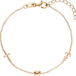 Armband mit Anhängern Glaube Liebe Hoffnung 925 Silber rotgold vergoldet 16-19cm