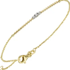 Armband mit 3 Diamanten Brillanten 0,04 Ct 585 Gold Gelbgold 18cm