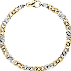 Armband mit 16 Diamanten 0.32Ct W/SI Brillanten 585 Gelbgold & Weißgold 18,5cm