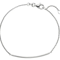 Armband Rundankerkette mit schmalem Schild 585 Gold Weißgold 18cm Armschmuck