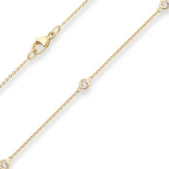Armband Rund-Ankerkette mit Zirkonia Goldarmband aus 375 Gold Gelbgold 19cm
