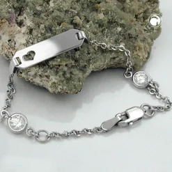 Armband Schildband Armschmuck, 925 Silber rhodiniert, 15cm, Kinder