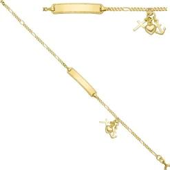Armband Schildband Identband 925 Silber vergoldet Glaube Liebe Hoffnung 16cm