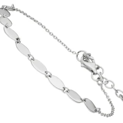 Armband 925 Silber rhodiniert Plättchen Rundankerkette Armschmuck 16-19cm