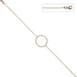 Armband 925 Silber rotgold vergoldet Kreis mit Zirkonia rundum 925 Silber 21cm