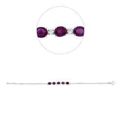 Armband 750 Weißgold 5 Rubine 2,27ct rot 6 Brillanten 0,2ct F-SI B:4,1mm L:17cm