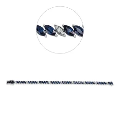 Armband 750 Weißgold 36 Saphire 10,82ct blau 27 Brillanten 0,32ct F-VSI L:17,8cm