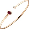 Armreif Armband offen Armspange 585 Gold Gelbgold Rubelit Diamant 0.07Ct