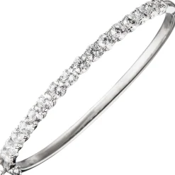 Armreif Armschmuck Armband, 925 Silber Zirkonia weiß, oval Kastenschloss