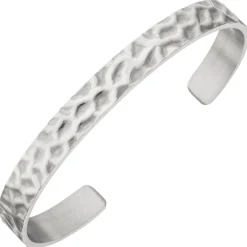 Armreif Armspange aus 925 Silber rhodiniert mattiert offen strukturiert 19,5cm