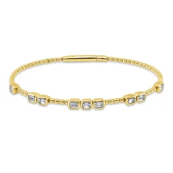 Armreif aus 750 Gelbgold 9 Diamanten Smaragd-Schliff 1,13ct TW-SI 47x55mm Zarge