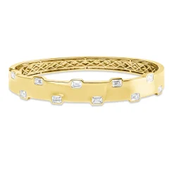 Armreif aus 750 Gelbgold 10 Diamanten Smaragd-Schliff 1,94ct TW-VSI 46x56mm