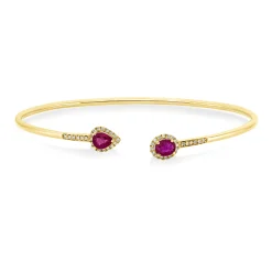 Armreif aus 750 Gelbgold 2 Rubine 0,91ct rot 44 Brillanten 0,13ct F-SI 47x58mm