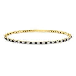 Armreif aus 750 Gelbgold 38 Saphire 1,15ct blau 37 Brillanten 0,88ct TW-SI Ø58mm